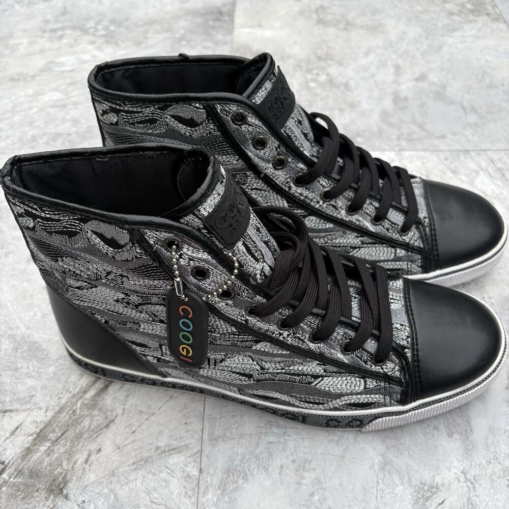 Coogi Sonia Snake Print High Top Sneakers Chain Detail CWF012 Women’s 8.5